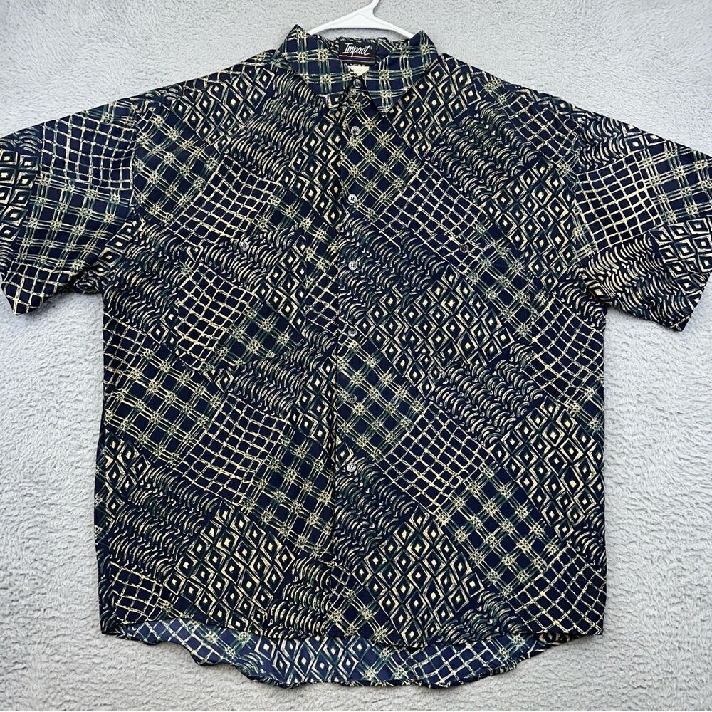 Impact Silk Shirt Mens‎ Large Colorful Abstract Disco Lightweight Summer Beach